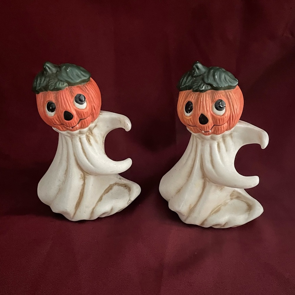 Pair of Vintage Jack-o-lantern Candlesticks